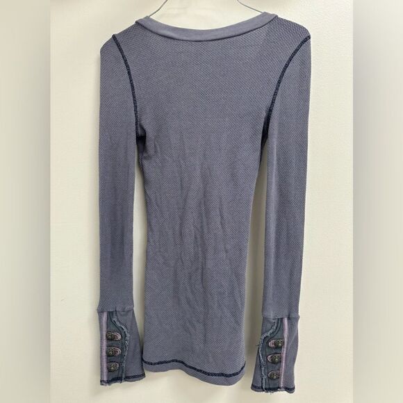 FREE PEOPLE MOTO CUFF THERMAL TOP SMALL PURPLE - Picture 5 of 8